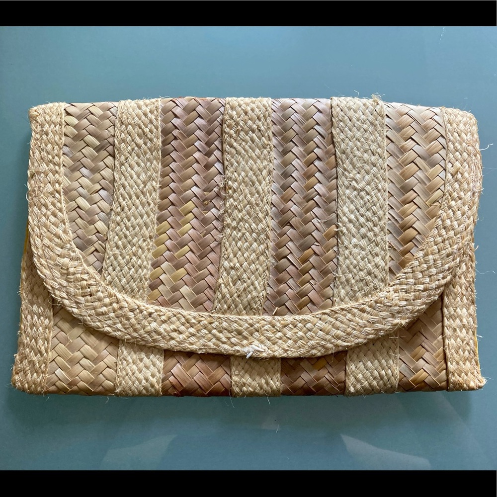 Vintage Straw Oversized Envelope Clutch